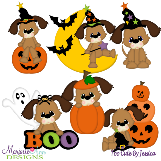 Halloween Puppies SVG Cutting Files Includes Clipart - Click Image to Close